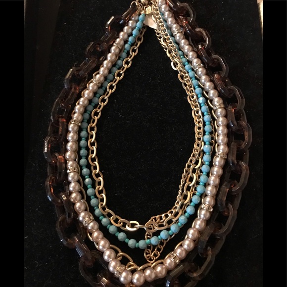 ViVI Jewelry Vivi Multistrand Necklace Brown Turquoise Nwt Poshmark